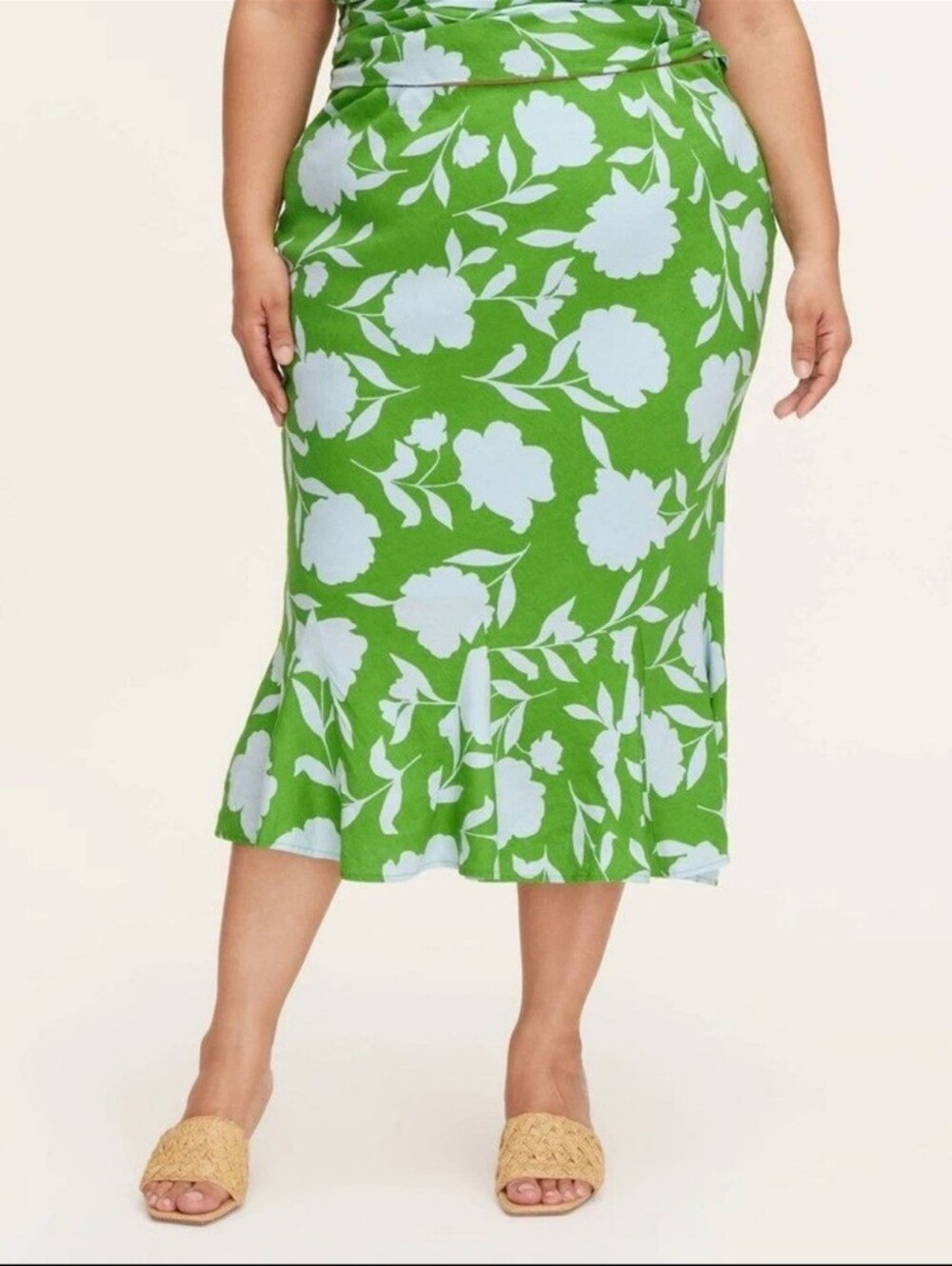 Rose Linen Green/Blue Fit and Flare Midi Skirt - kate spade x Target 3X